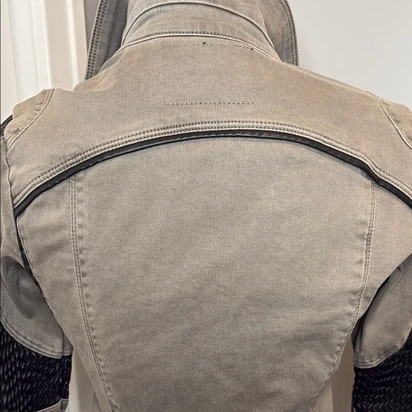 Blank NYC Olive Grey and Black Moto Jacket with Fitted Silhouette - Picture 8 of 16